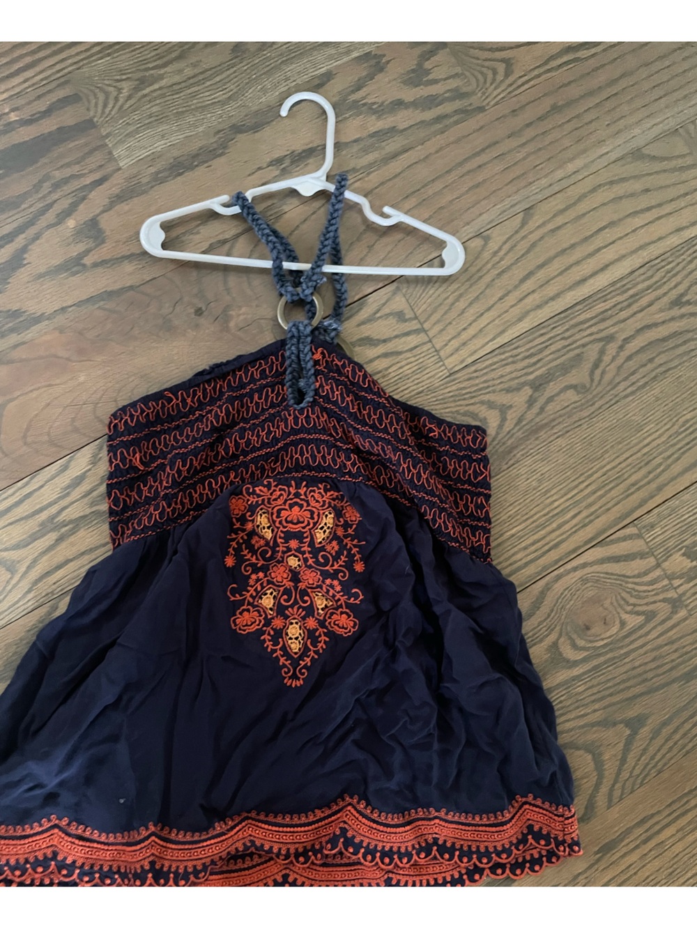 DO+BE Navy top  with Orange Stitching